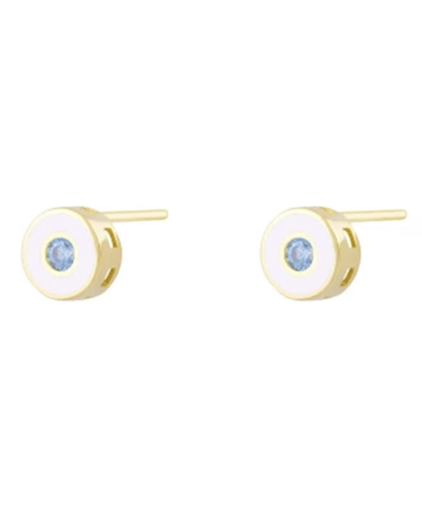 گوشواره میخی تابش آبی با میناکاری سفید درریس Doris کد P5032