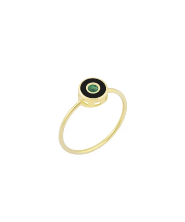 انگشتر تابش سبز با میناکاری مشکی و رینگ مفتولی درریس Doris کد P5041