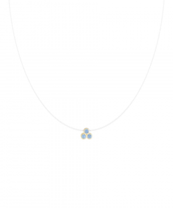 گردنبند نخ نامرئی پولاریس سه بعدی با نگین آبی درریس Doris کد P5051