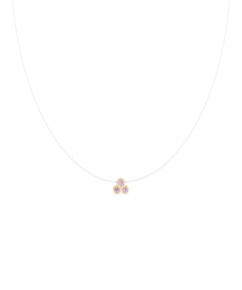 گردنبند نخ نامرئی پولاریس سه بعدی با نگین صورتی درریس Doris کد P5053