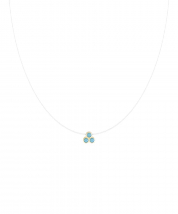 گردنبند نخ نامرئی پولاریس سه بعدی با نگین فیروزه ای درریس Doris کد P5056