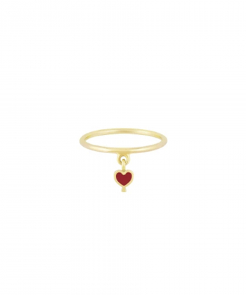 انگشتر قلب گارنت با میناکاری قرمز و رینگ مفتولی درریس Doris کد P4688