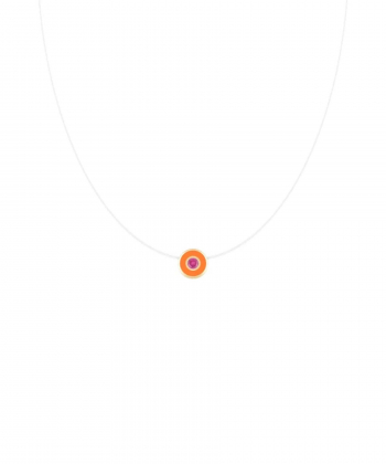 گردنبند نخ نامرئی تابش سرخابی با میناکاری نارنجی نئونی درریس Doris کد P5089