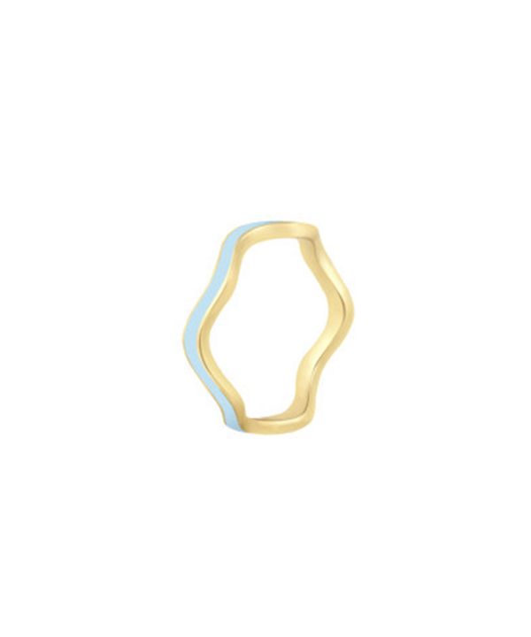 انگشتر لیندو زیگ زاگی با میناکاری آبی آسمانی درریس Doris کد P3450