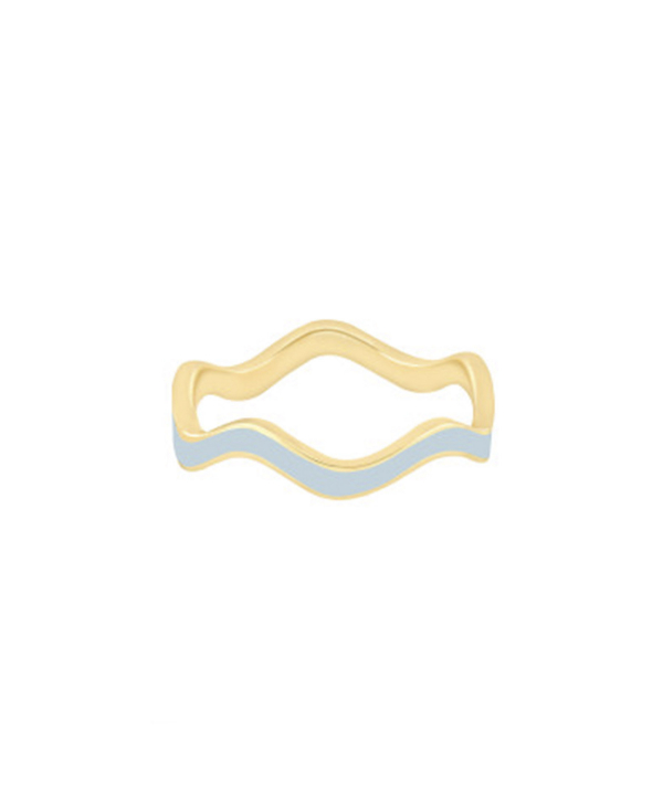 انگشتر لیندو زیگ زاگی با میناکاری آبی آسمانی درریس Doris کد P3450