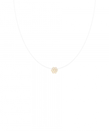 گردنبند نخ نامرئی فلاور سه بعدی نگین سفید درریس Doris کد P5064