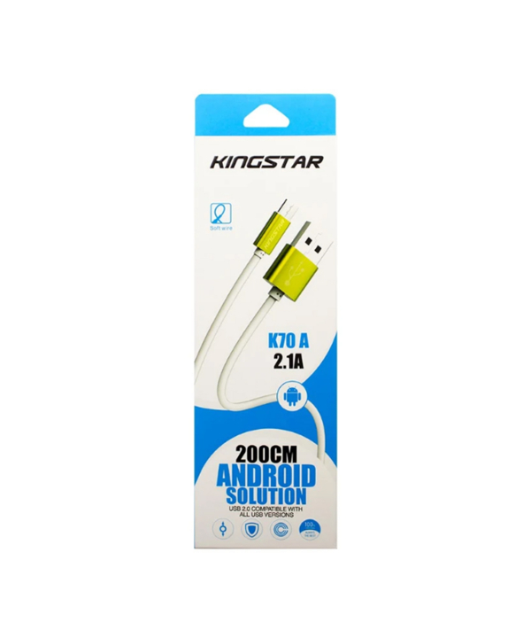 کابل تبدیل USB به micro USB کینگ استار مدل K70 a طول 2 متر