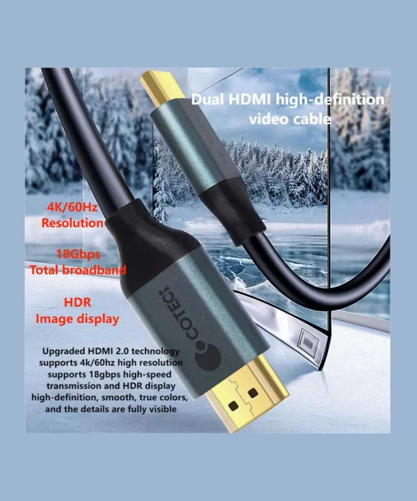 کابل دو سر اچ دی ام آی 2 متری کوتتسی Coteetci Two-way HDMi 2.0 4K 60Hz high-definition video cable 2m 87102