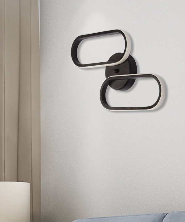 چراغ دیواری مدرن 2 شعله چشمه نور کد L6407/2BK
