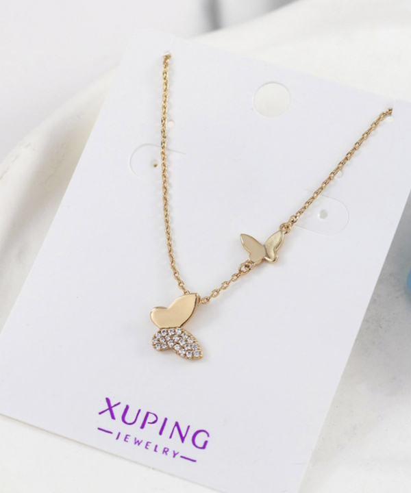 گردنبند دخترانه ژوپینگ Xuping مدل پروانه دوتایی کد AAB-572