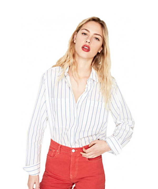 شومیز سفید زنانه راه راه  پ پ جینز Pepe Jeans