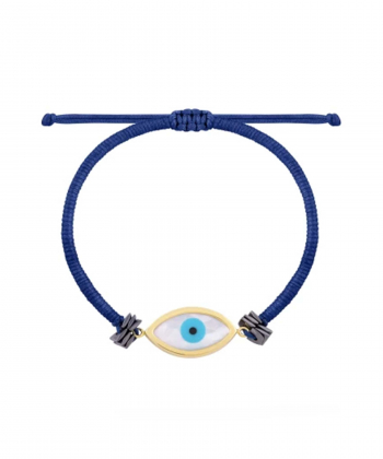 دستبند بافت سرمه ای چشم زخم مارکیز با سنگ طوسی درریس Doris کد P4888