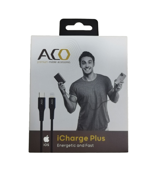 کابل تبدیل USB-C به lightning آکو مدل icharge plus طول 1 متر