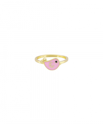 انگشتر جوجه با مینا کاری صورتی درریس Doris کد P1512