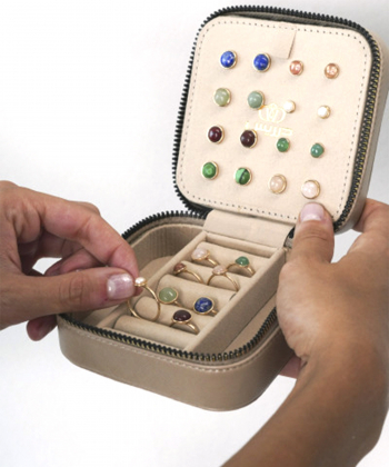 گوشواره جید گلبهی سینتتیک کوچک درریس Doris کد P2469