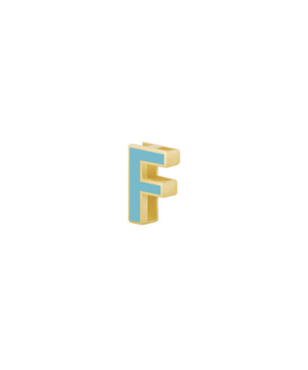آویز میناکاری آبی حرف F درریس Doris کد P2489