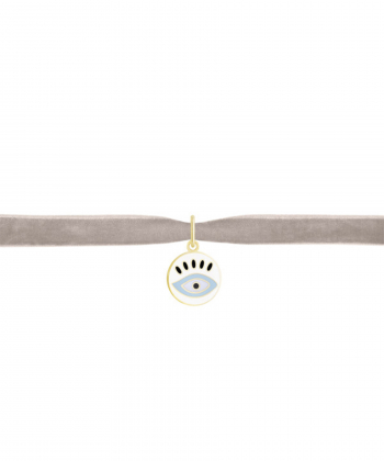 دستبند سینتا آویز دایره چشم مالاکیو سفید درریس Doris کد P2529