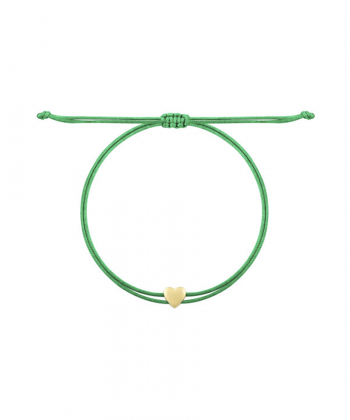 دستبند قلب توپر با نخ سبز کمرنگ درریس Doris کد P1892