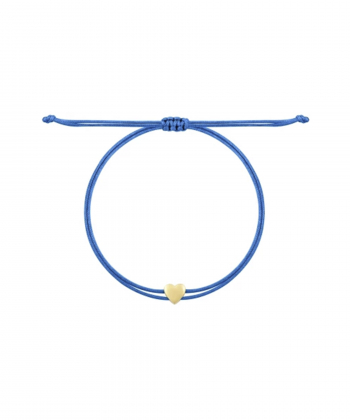 دستبند قلب توپر با نخ آبی کاربنی درریس Doris کد P1890