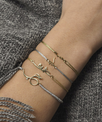 دستبند حب با تک نگین سفید و بافت نقره ای درریس Doris کد P1881