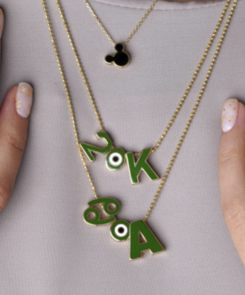 آویز میناکاری سبز حرف K درریس Doris کد P2549