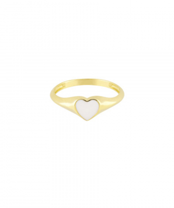 انگشتر پینکی قلب با میناکاری سفید درریس Doris کد P1869