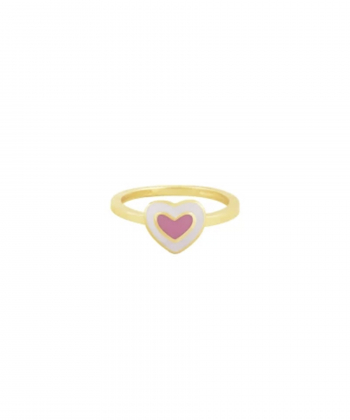 انگشتر قلب میناکاری صورتی و سفید درریس Doris کد P1839