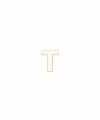 آویز میناکاری سفید حرف T درریس Doris کد P2617