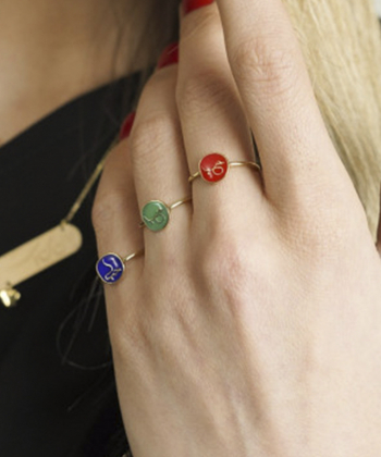 انگشتر حب با میناکاری سبز درریس Doris کد P1933