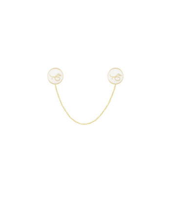 گوشواره حب سفید با زنجیر متصل درریس Doris کد P3185