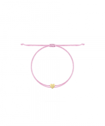 دستبند قلب توپر با نخ صورتی روشن درریس Doris کد P3191
