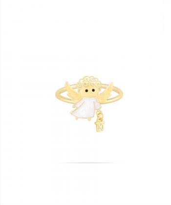 انگشتر رینگ فرشته نیکه با میناکاری سفید و فانوس سحرآمیز درریس Doris کد P2123