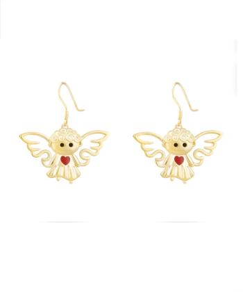 گوشواره فرشته نیکه قلب قرمز با بال توخالی درریس Doris کد P2124