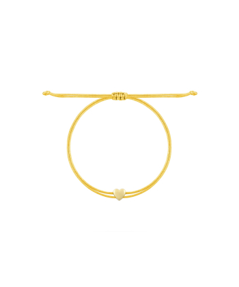 دستبند قلب توپر با نخ زرد کهربایی درریس Doris کد P3221