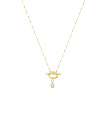 گردنبند جزر و مد بیضی با آویز قلب درخشان کوچک درریس Doris کد P3243