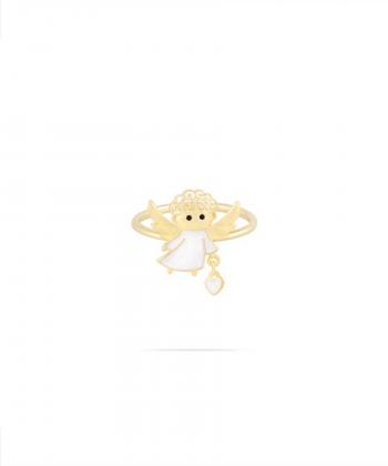 انگشتر رینگ فرشته نیکه با میناکاری سفید و قلب درریس Doris کد P2128