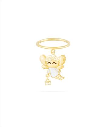 انگشتر فرشته خوشحالی با میناکاری سفید و نامه درریس Doris کد P2144