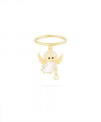 انگشتر فرشته نیکه با میناکاری سفید و ستاره درریس Doris کد P2145