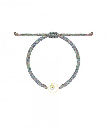 دستبند بافت رنگارنگ آبی و دایره مالاکیو درخشان درریس Doris کد P2877