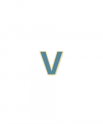 آویز میناکاری آبی حرف V درریس Doris کد P2620