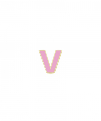 آویز میناکاری صورتی حرف V درریس Doris کد P2621