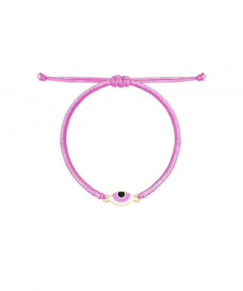 دستبند بافت صورتی چشم نیمه باز وینک با میناکاری صورتی درریس Doris کد P2343