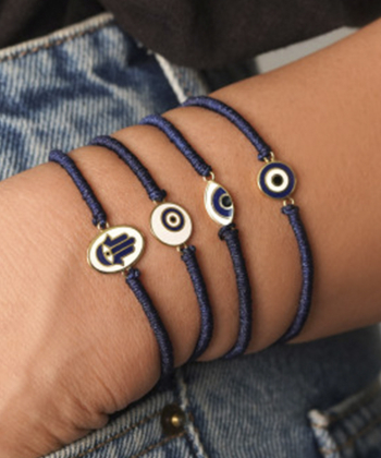 دستبند بافت سرمه ای و دایره سفید وینک درریس Doris کد P2355