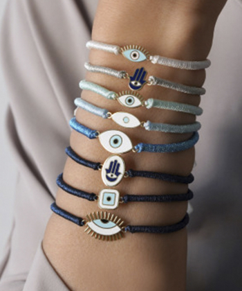 دستبند بافت سرمه ای چشم نیمه باز کورنلیا مژه دار درریس Doris کد P2356