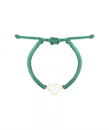 دستبند بافت سبز قلب درخشان بزرگ درریس Doris کد P3109