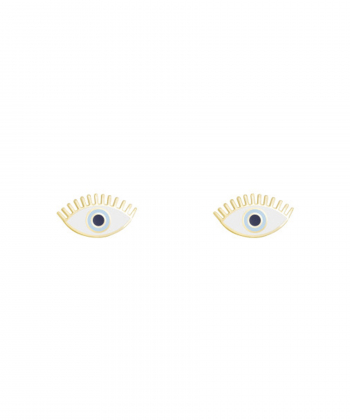 گوشواره مالاکیو مژه دار سفید درریس Doris کد P3153