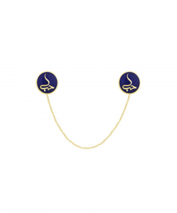 گوشواره حب سرمه ایی متصل به زنجیر درریس Doris کد P3151