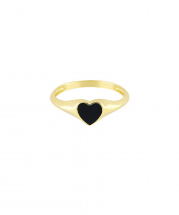 انگشتر قلب پینکی با مینا مشکی درریس Doris کد P3126