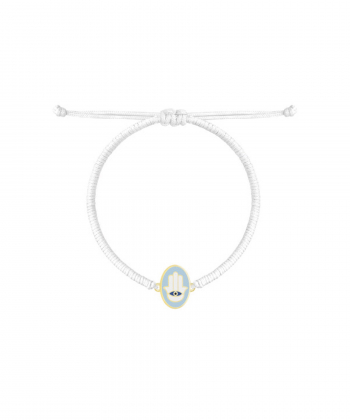 دستبند بافت سفید چشم همسا فیروزه ایی درریس Doris کد P3127