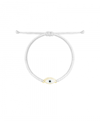 دستبند بافت آویز مالاکیو مژه دار سفید درریس Doris کد P3128